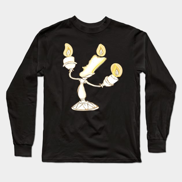 Version  minimalista La bella y la bestia "Lumiere" Long Sleeve T-Shirt by Arte Disney Minimalista